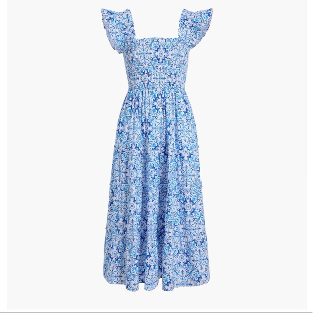 Never Worn Hill House Ellie Nap Dress Blue Mosaic Poplin (Small)